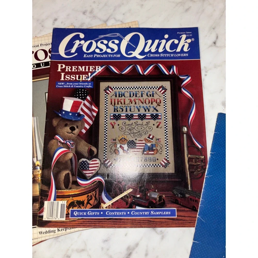 Vintage Garfield Cross Stitch Book & Cross Stitch CountryCrafts Magazine Lot 7pc